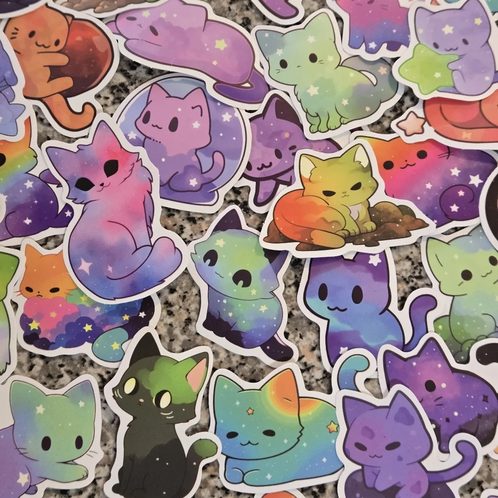 🍒🍒 Galaxy Cat Stickers -15 Random